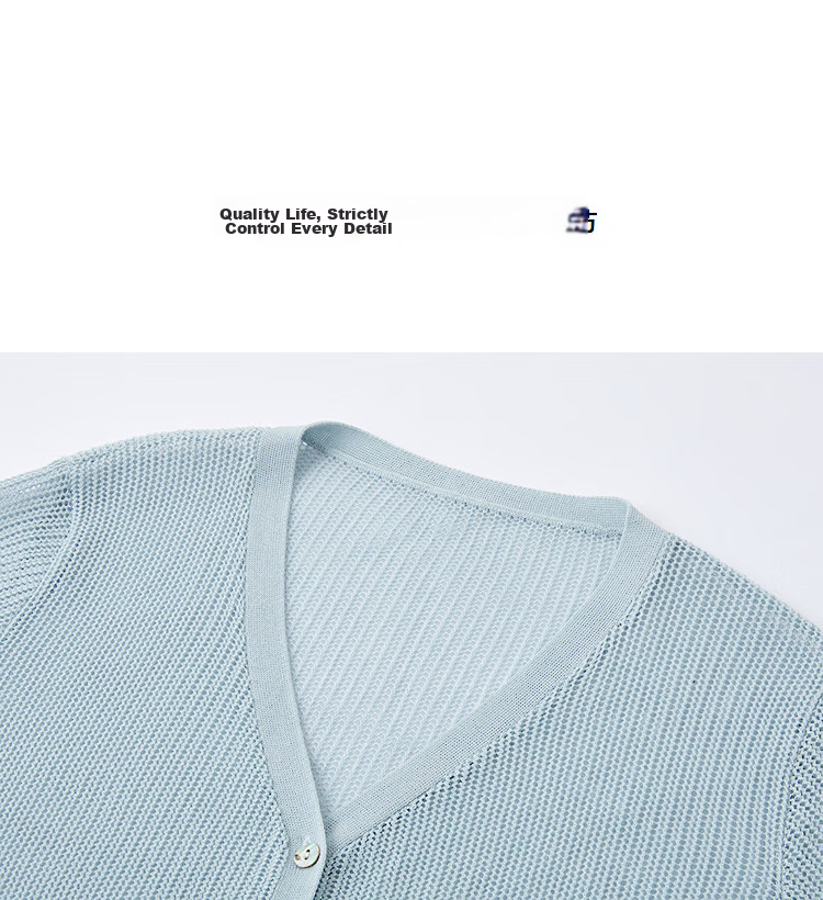 Demana [Breathable Tencel] Spring Elegant V-Neck Jacquard Cardigan with Wavy Edges Hollow Out Women's Knitwear 12