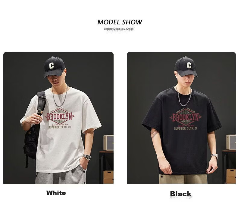 Jeanswest Men's 230g Pure Cotton Short Sleeve T-Shirt Summer New American Style Loose Fit INS Trendy Hong Kong Style Base Shirt 8