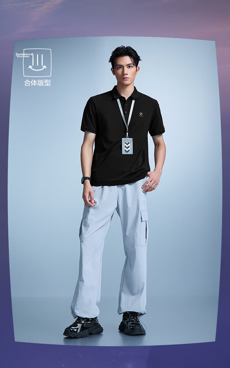 HLAHLA Men's Short Sleeve Polo Shirt 26 Three-Body Collaboration Series Cooling Short Sleeve Summer Shirt 4