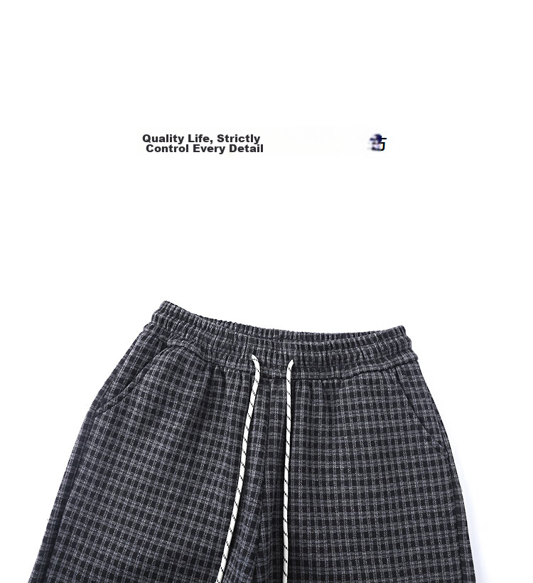Demana Warm Fleece Lined Series Winter Lazy Style Elastic Waist Drawstring Plaid Straight Leg Petite Women's Casual Pants 13