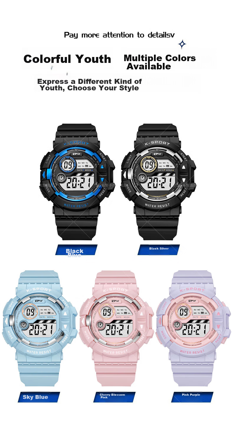 GEORGCOUNT Men's Watch Student 2025 New Multifunctional Waterproof Electronic Watch for High School and Middle School Boys Children's Alarm Clock 15