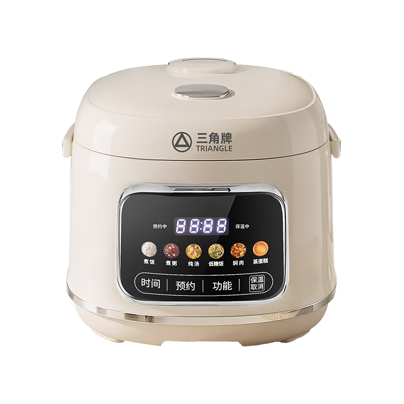 Triangle Brand Creamy Mini Steamer Electric Rice Cooker 2L Low-Sugar Small Rice Cooker for 1-2 People Smart Appointment Cooking Ceramic Non-Stick Inner Pot FD204-2511B