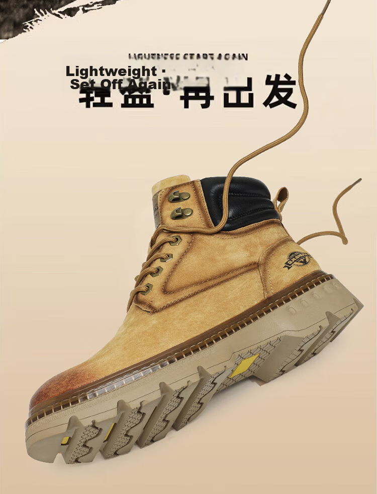 Bull Family Martin Boots Men Autumn Winter New Genuine Leather Yellow Boots Fashion Retro Versatile Work Boots Outdoor Hiking Shoes 3