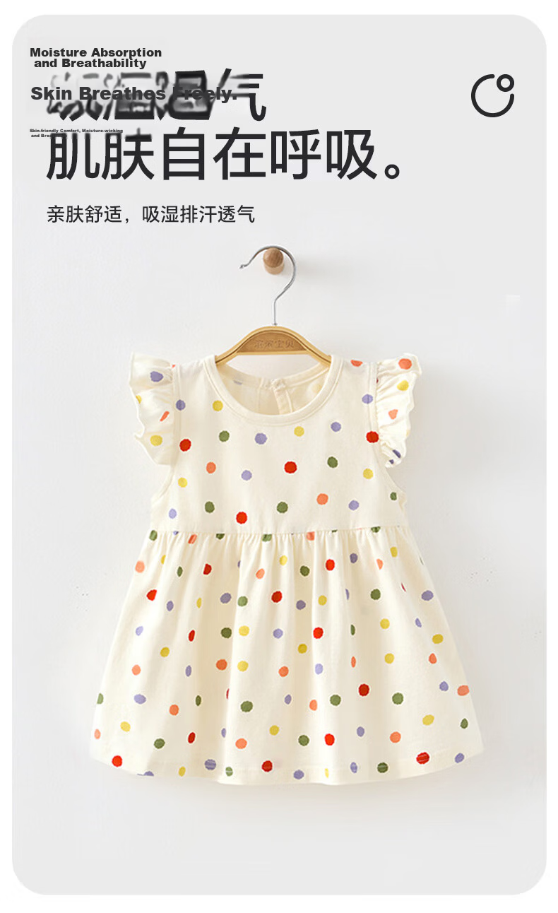 Babyprints Baby Dress Summer Cotton Cute Princess Dress Girl Birthday Soft Breathable Polka Dot Size 80 3