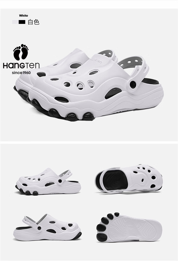 Huanteng Men's Summer Outdoor Beach Sandals Thick Sole Non-slip Breathable Clogs White Size 42-43 18
