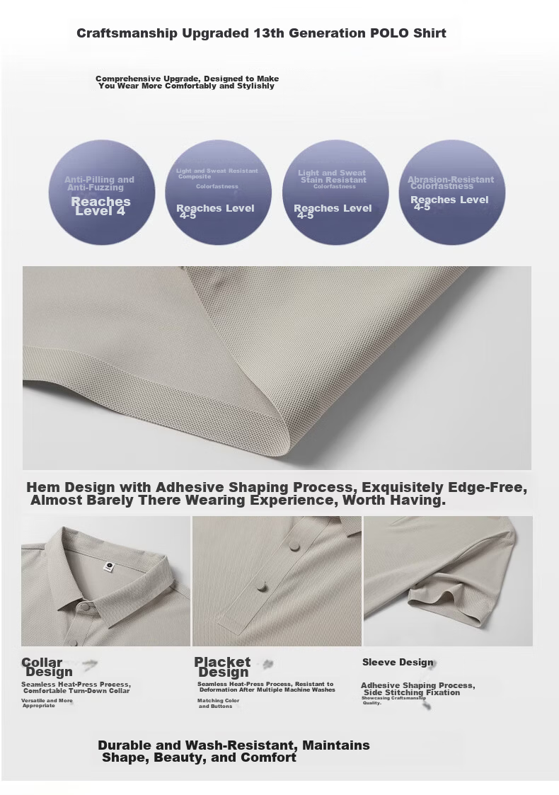 Jeanswest Men's Short Sleeve Polo Shirt Summer Thin Ice Silk Breathable Quick-Dry Casual Business Commuter Top 3