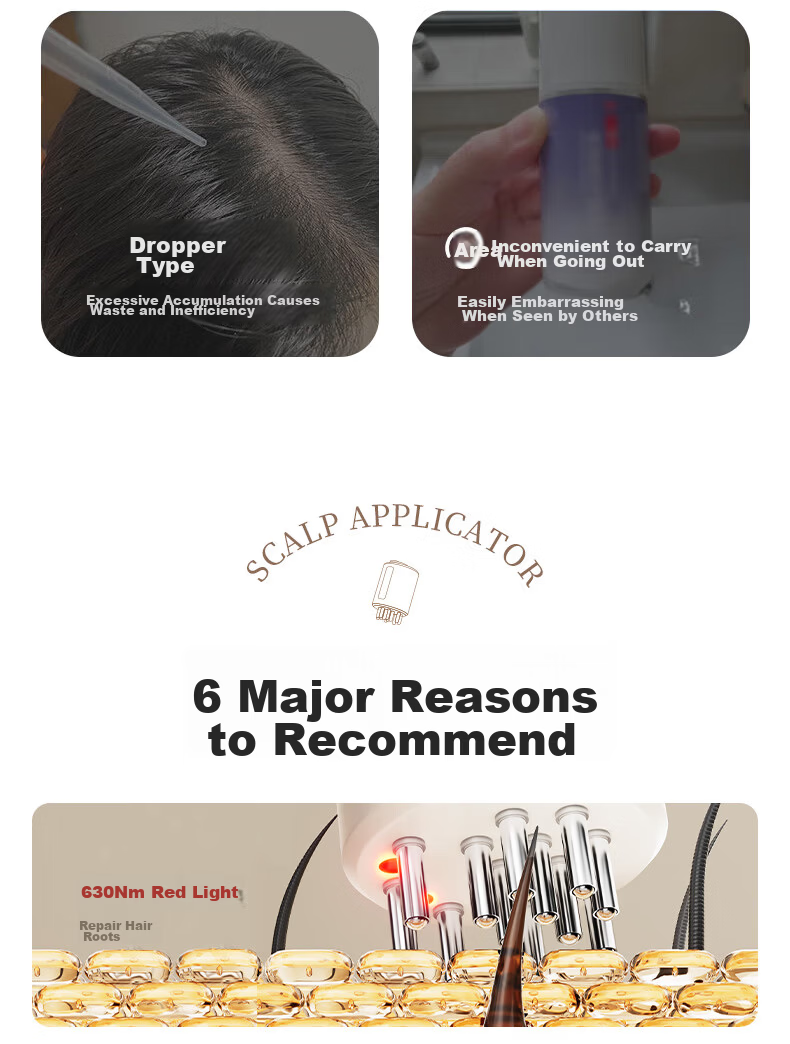 KONKA Minuo Electric Scalp Applicator with Tincture of Gentian Automatic Massage Head Microcurrent Comb Red Light Growth Conductive Liquid Roller Ball Hair Applicator Comb Tool Birthday Gift for Elders 5