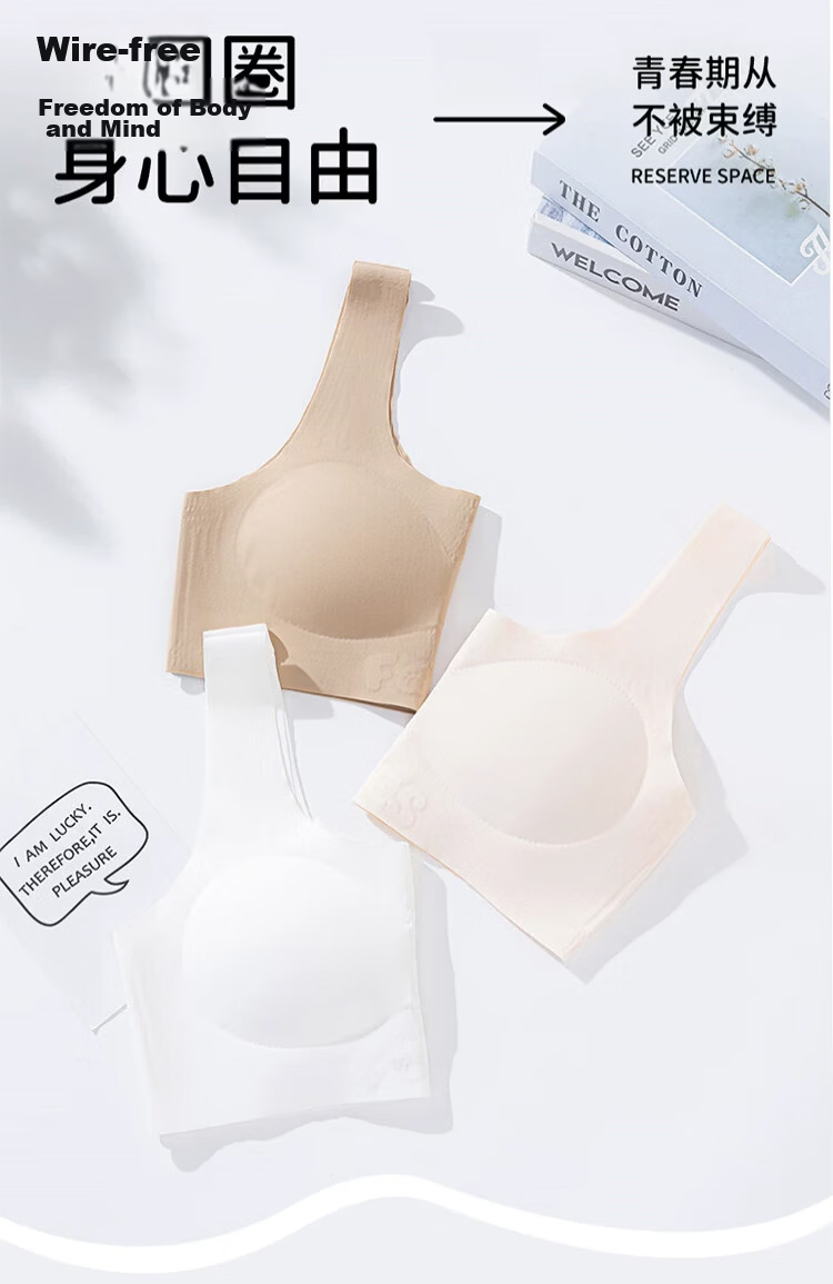 GUJIN Girls' Underwear High School Middle School Student Pink Foundation Thin Bra Youth Development Invisible Seamless Vest 11