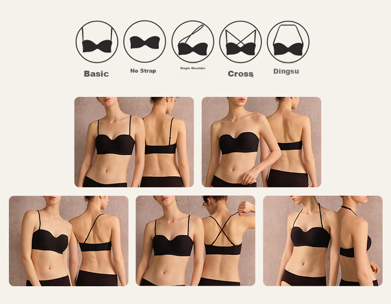 Xia Xiaonian Cake Seamless Strapless Bra for Small to Medium Bust, Nude, Size S (70A/70B/65C) 7