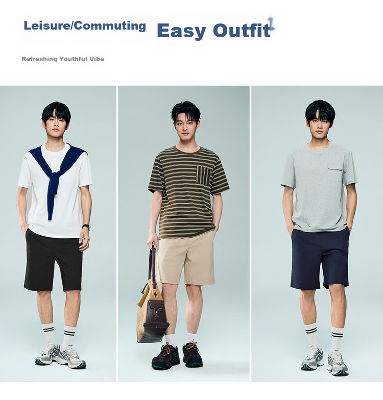 Giordano Men's 2026 Summer New Solid Color Stretch Cotton Elastic Waist Casual Shorts 13106308 7