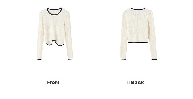 Mt Delicate Texture Spring Little Chanel Style Elegant Color-Block Round Neck High Elastic Comfortable Slimming Knit Sweater Top 11