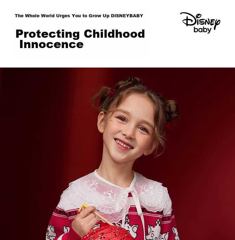 DISNEY Kids Girls Knit Long Sleeve Dress Mesh New Year Red Dress 23 Winter DB341RE02 Red Size 100 1