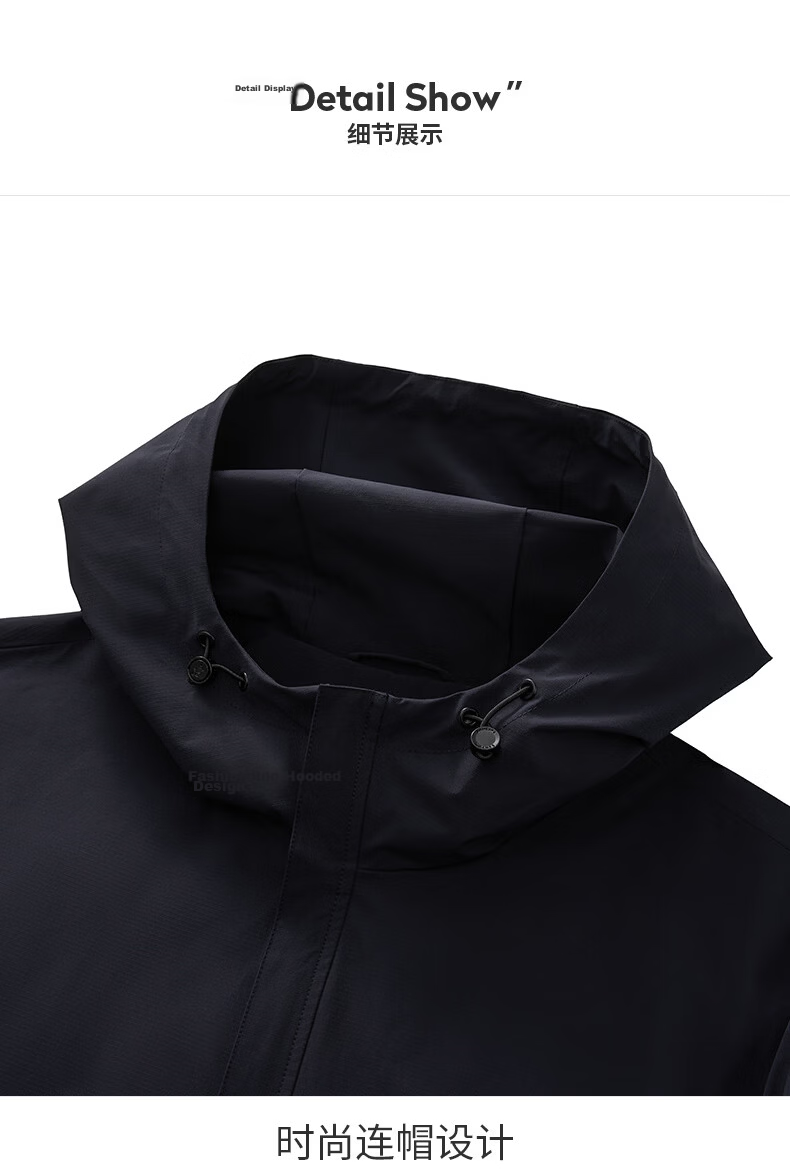 Dance with Wolves [Level 4 Waterproof] Hooded Jacket Men Commuter Easy Care Windproof Lightweight Outdoor Coat 101 Dark Navy S 15