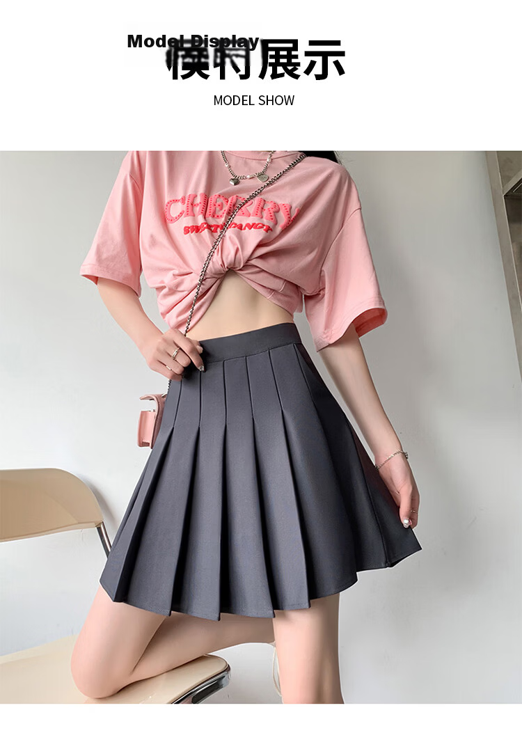 Free Style Pocket Pleated Skirt for Women Petite High Waist Anti-Exposure Blazer Mini Skirt 2026 New Summer Bodycon Skirt 12