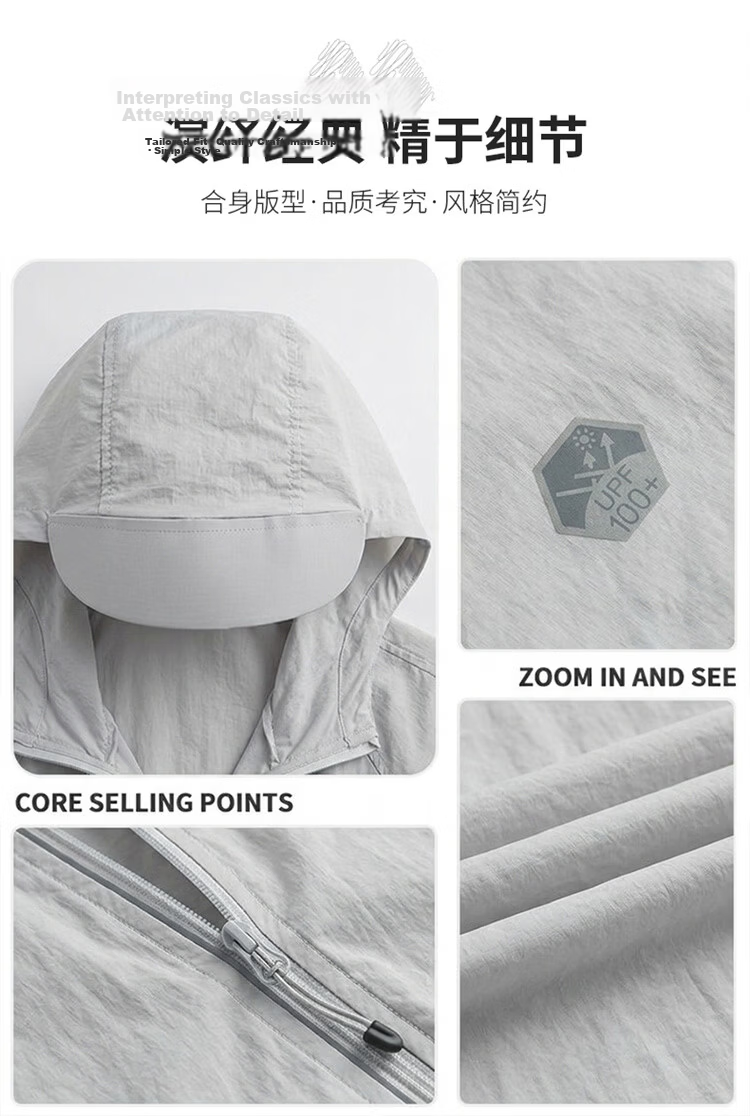 MARK FAIRWHALE Unisex Summer Ice Silk Sunscreen Jacket Lightweight Breathable UPF50+ UV Protection Loose Fit Coat for Men 10