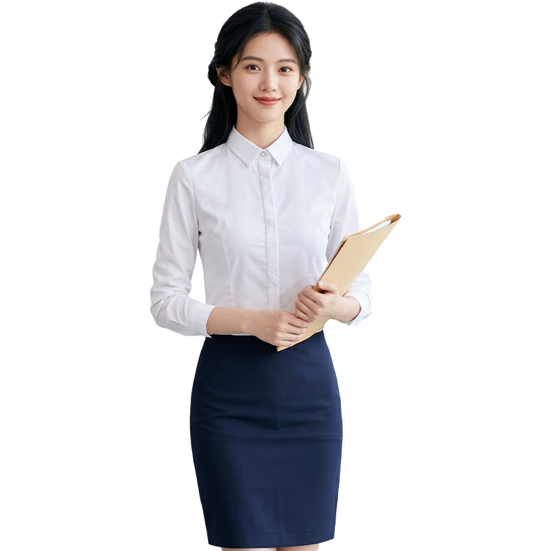 Chaoxu Women's Long Sleeve White Shirt Bamboo Fiber Stretch Slim Fit Breathable Luxury High-End Commuter Versatile Professional Blouse