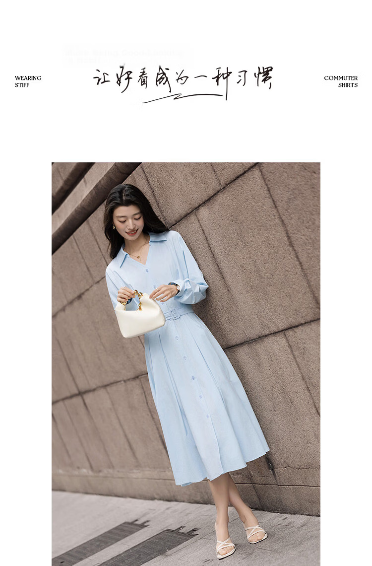Demana UPF50+ UV Protection Spring Smart V-Neck Waist-Cinched Petite Women's Dress 9