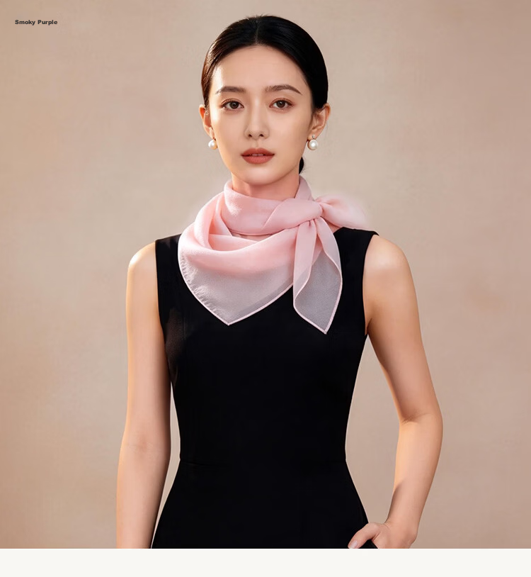 Hangsi Mansion Pure Color Custom Mulberry Silk Scarf Silk Pearl Gauze Square Scarf Birthday Gift for Mom Women's Festival 11
