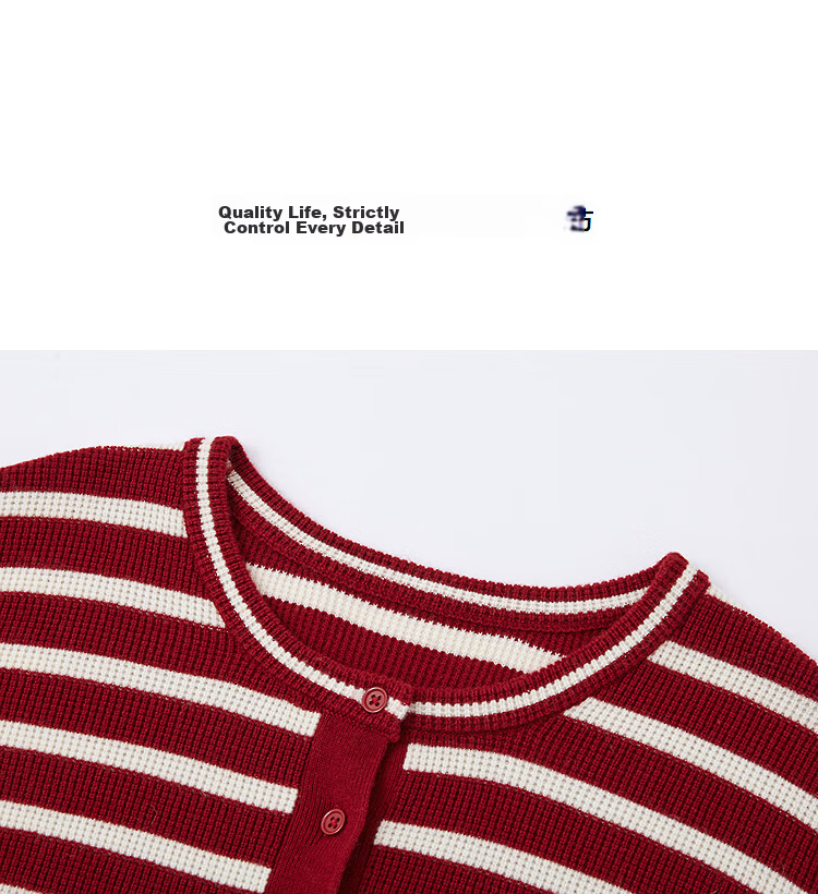 Demana Breathable Wool Blend Vintage Salt-Wind Half-Placket Striped Loose Knit Sweater Women's Top Winter 14