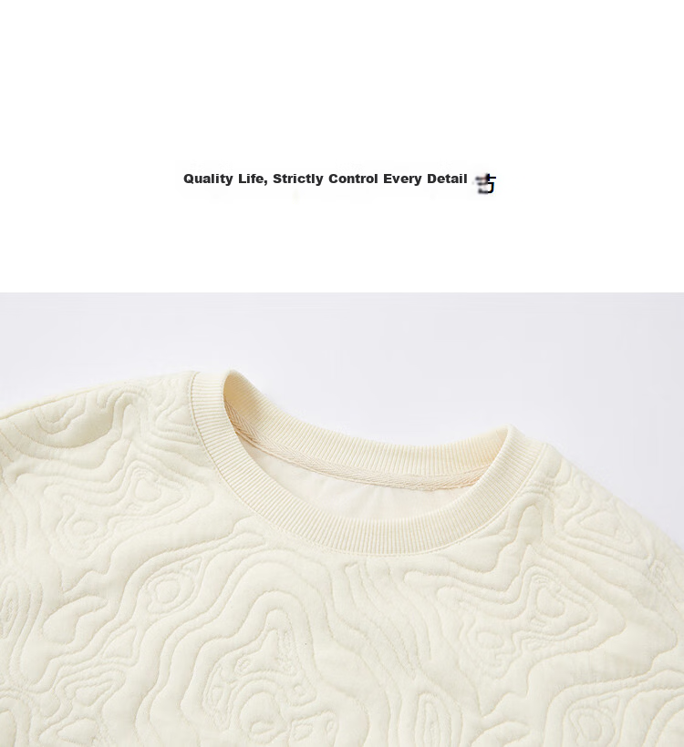 Demana Jacquard Embossed Spring Heavy Texture Crewneck Loose Fit Inner Pocket Hem Petite Women's Sweatshirt 12