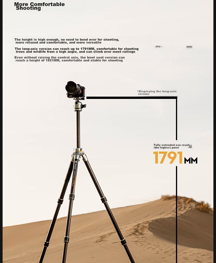 Fotopro T1 Plus Bowl Base Model, 10-Layer Carbon Fiber, Multi-Expand Holes, Dual Panoramic Ball Head, All-Terrain Master-Level Photography And Videography Professional Camera Mirrorless Tripod 17