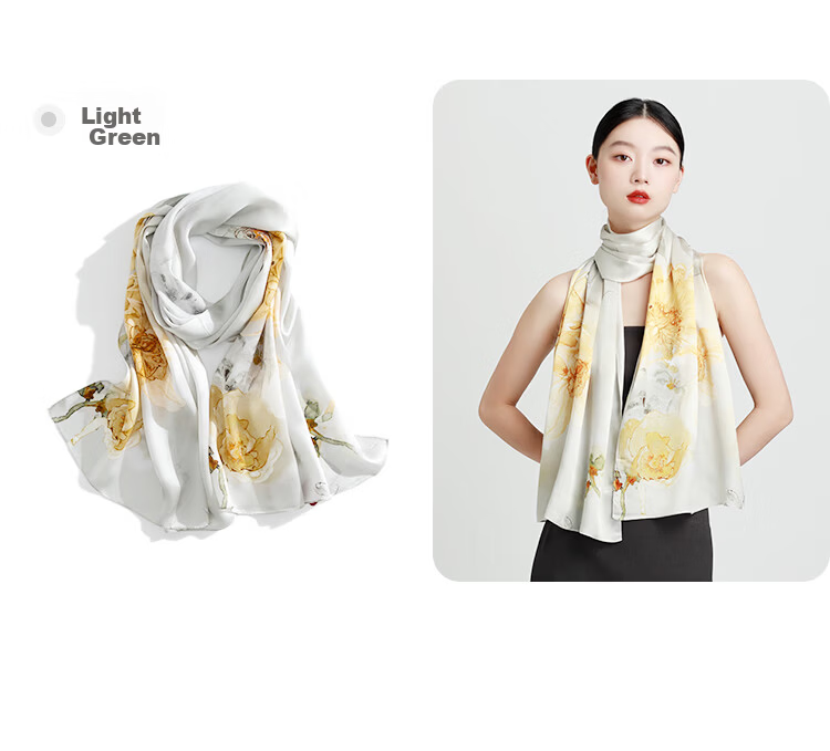 5161 100% Mulberry Silk Fashion Printed Long Scarf Women's Silk Shawl Dual-Use Holiday Gift Mall Same Style 18