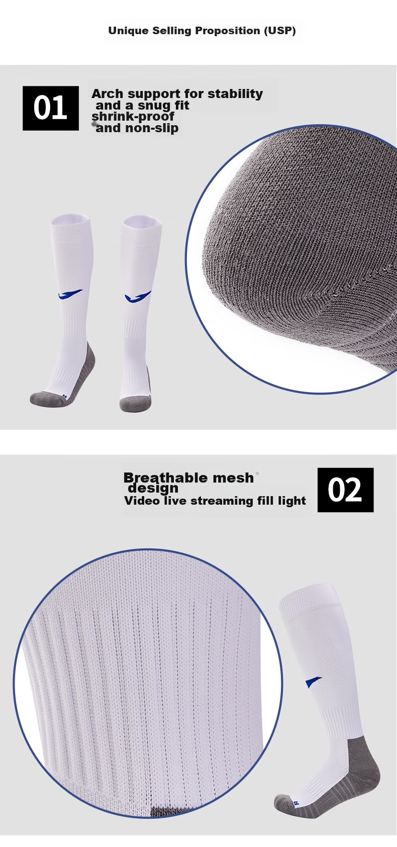 JOMA Soccer Socks, Long Tube Children's Thick Terry Bottom, Non-Slip Wear-Resistant Breathable Football Sports Socks, Running Basketball Training Socks 5
