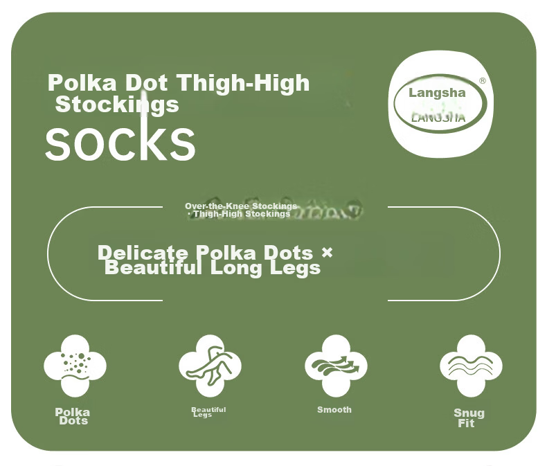 Langsha Spring Summer New Ultra-Thin High Thigh Stockings for Women Breathable Smooth Fashionable Polka Dot Seamless Thigh-High Socks 1