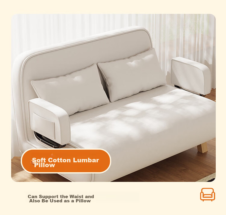 Yupin Sofa Bed Home Living Room Single Double Nap Foldable Sofa Chair Small Sofa S327 Latex Off-White 105 12