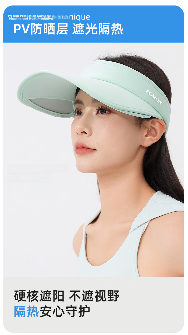 Romon Women's Sunscreen Hat UV Protection Retractable Wide Brim Sunshade Open Top Sun Hat 5
