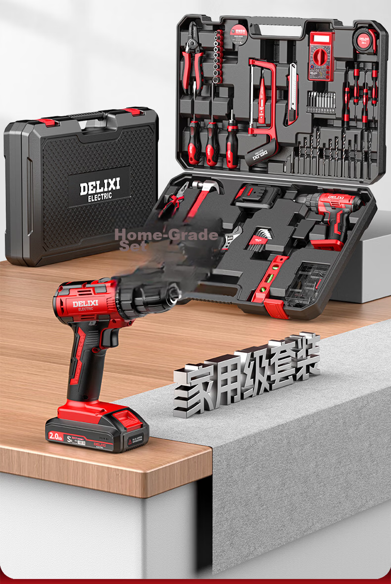 Delixi Electric Lithium Drill Set Household Toolbox Hardware Electric Woodworking Repair Multifunctional Electric Drill 12V Enhanced 1