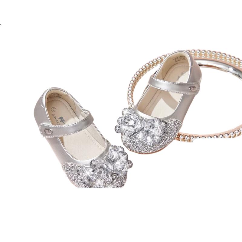 David Bella Kids Crystal Shoes Leather Shoes Sparkling Diamond Autumn Girls Baby Princess Mary Jane Sandals