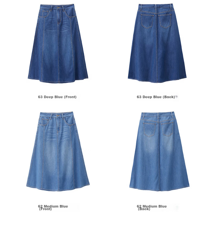 Giordano Women's New Lyocell Cool A-Line Denim Skirt Ripped Denim Midi Skirt 13466218 20