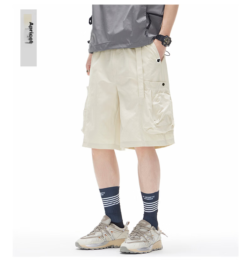 Fingercroxx IT Quick-Dry Work Shorts Men 2026 Summer Thin Loose Fit Casual Five-Point Pants Apricot M 19