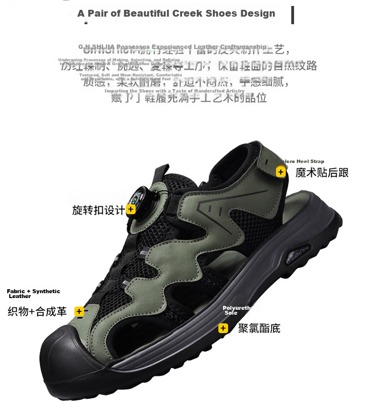 Bull Family Baotou Men's Summer Outdoor Breathable Mesh Soft Sole Versatile Creek Shoes Men's Beach Sandals 30