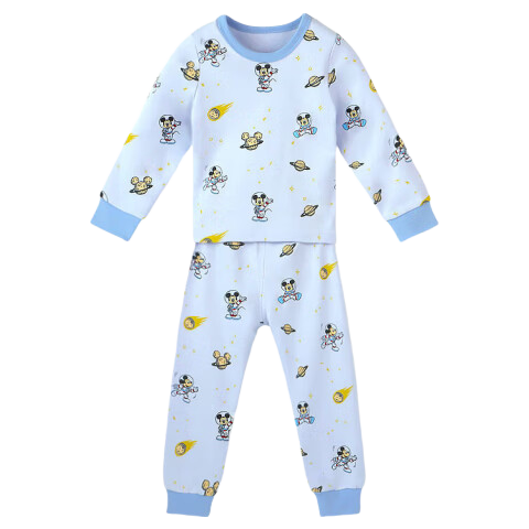 Disney Kids Class A Pure Cotton Autumn Thermal Underwear Set Full Print Boys Student Warm Innerwear Space Mickey Size 120