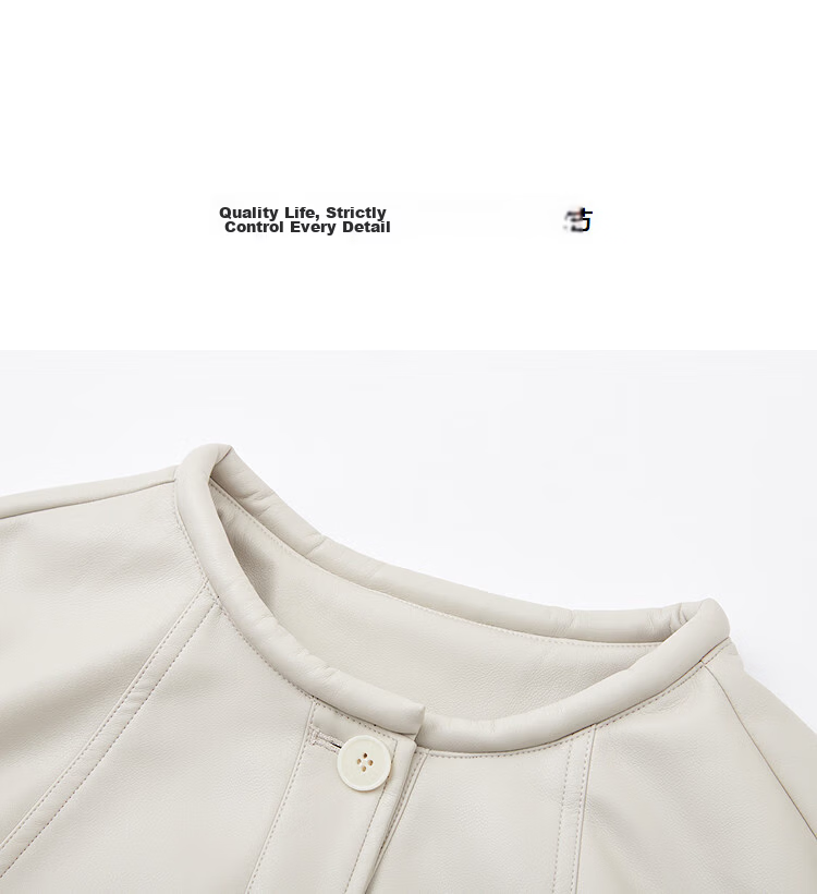 Demana [Eco-friendly PU] Spring Urban Round Neck Structured Quilted Decorative Women's Jacket 13