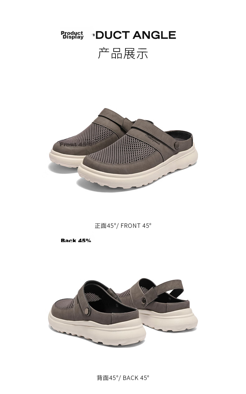 Belle Qixi Festival Gift Breathable Hole Shoes Men Summer Slip-On Lazy Shoes Thick Sole Closed Toe Sandals A1941BH5 Gray Size 40 5