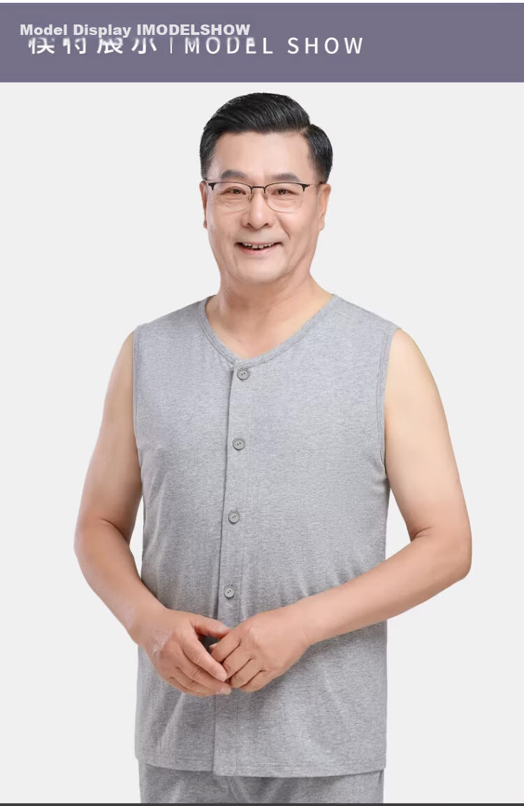 Caiyue Middle-Aged And Elderly Pure Cotton Cardigan Vest, Father's Day Gift for Dad, Loose-Fitting Spring And Summer Thin Style, Plus Size Sleeveless Top 16