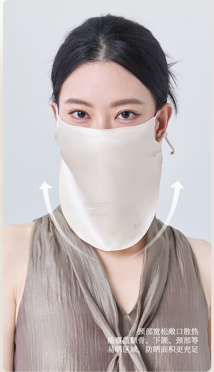 JIUMU Women's Silk Sun Protection Face Mask Summer Outdoor UV Protection Breathable Full Face Veil for Driving 6
