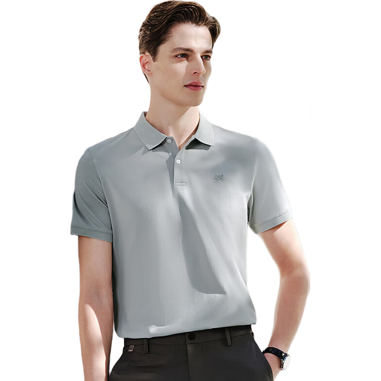 Youngor Cool Feeling Spring Summer New Men's Short Sleeve Casual Solid Color Polo Shirt Gray VSJD533105DCA M