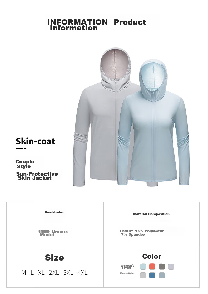Romon Men's Sunscreen Jacket Summer Ice Silk Outdoor Fishing Sports Breathable Skin Jacket Quick-Dry Men's Clothing SF08 Stone Blue 4XL 12