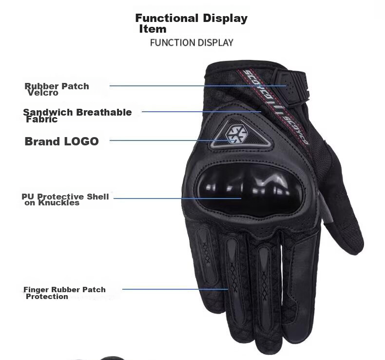 SCOYCO MC146 Motorcycle Riding Gloves, Full-Finger Gloves, Comfortable, Anti-Fall, Breathable, Suitable for Commuting And Daily Use, All Seasons, for Men And Wome 13