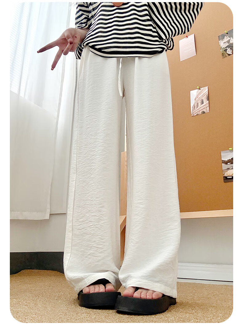 Xueqiman Cotton Linen Wide-Leg Pants for Women 2026 Summer New High-Waist Loose Ice Silk Cool Lazy Draped Straight Pants 18