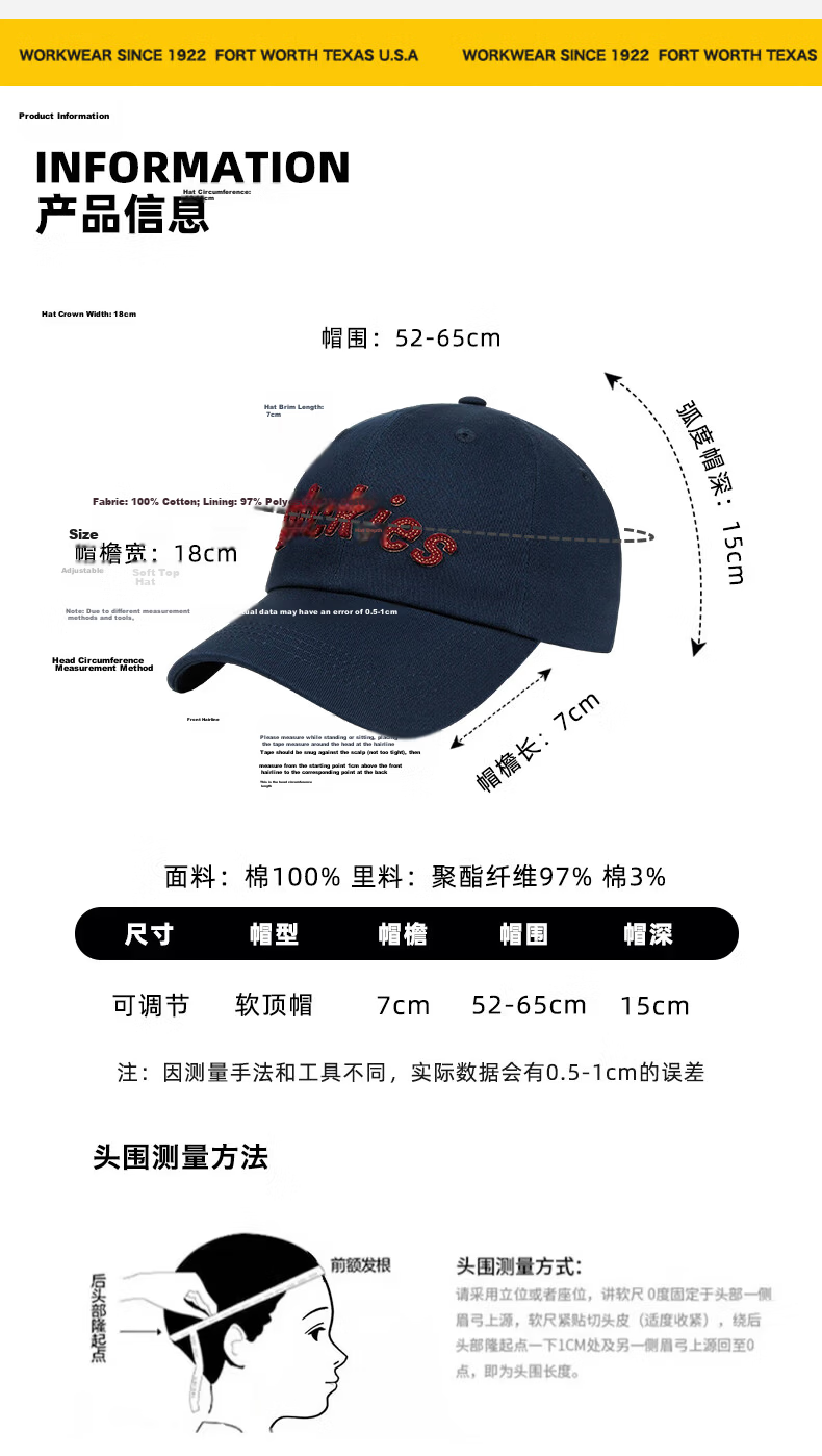Dickies Vintage Baseball Cap Men's Soft Top Trendy Slim Face Duckbill Hat Women's American Casual Couple Hat Navy Blue 2