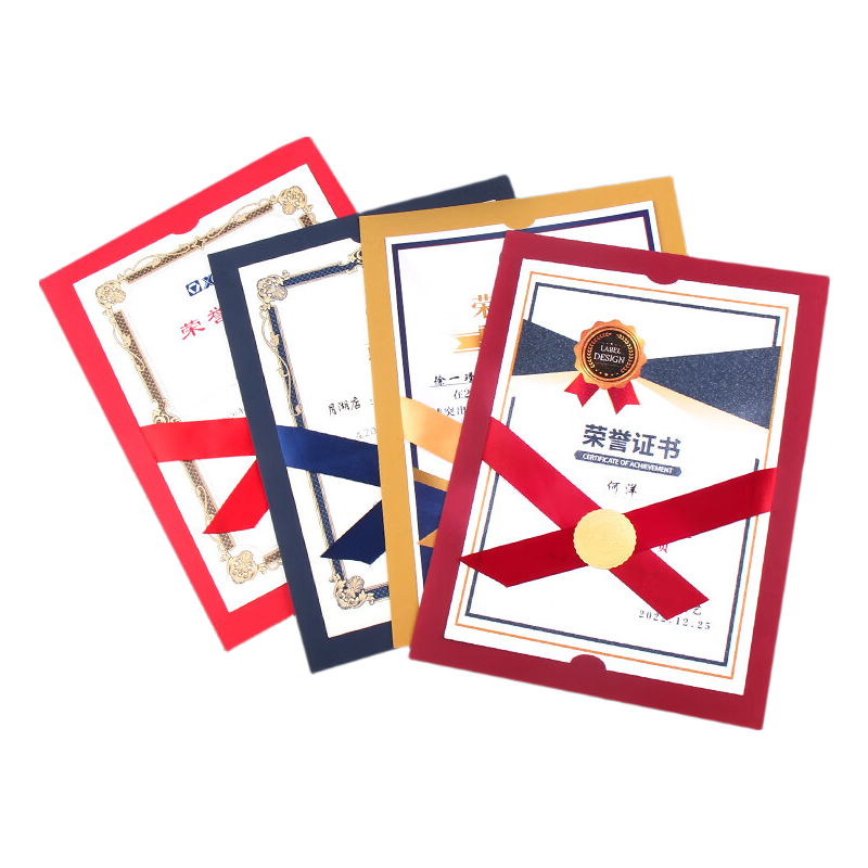 Weiji A4 Horizontal Ribbon Knot Honor Certificate, Appointment Letter, Graduation Certificate Cover, Customized European-Style Certificate, Award Certificate, Document Frame, Certificate Set, Wine Red, 406H-WRD/5