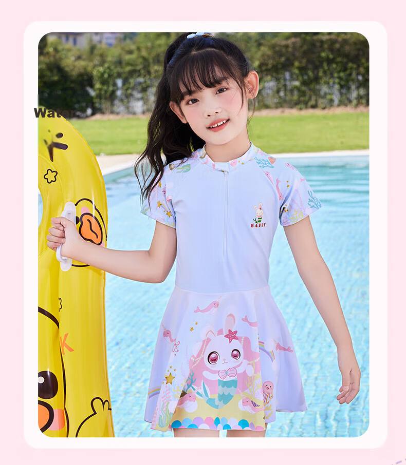 Langsha Children's Swimsuit Girls Summer Beach Hot Spring One-Piece Quick-Dry Swimwear Cute Sweet Large Kids 17