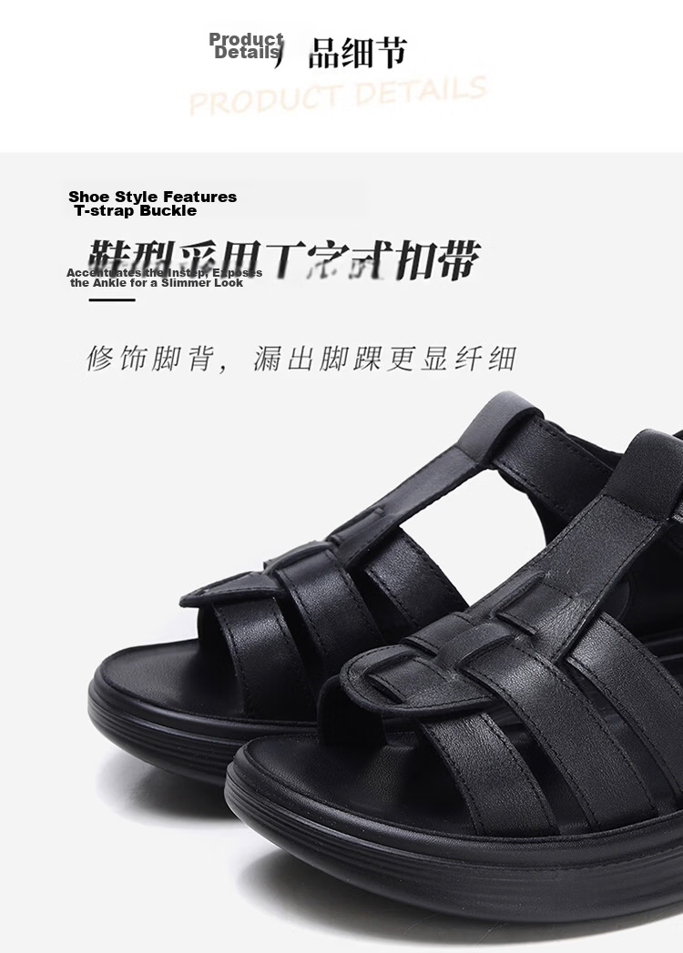 Spider King Women's Sandals 2026 New Summer Cowhide Open Toe Casual Mom Sandals Black 36 8
