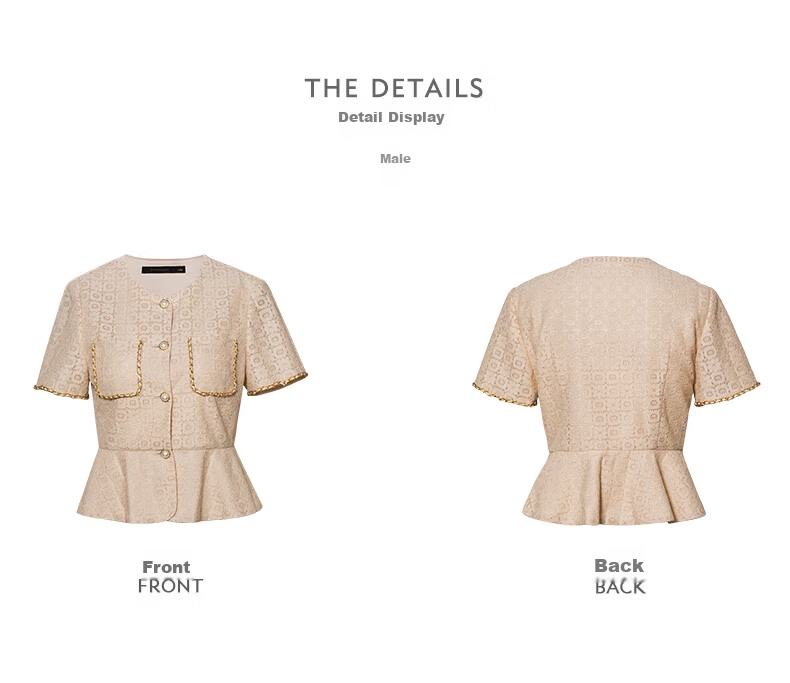 ROEYSHOUSE Lace Waist-Cinching Short Jacket for Women Summer Elegant Slim Ruffle Hem Top 11908 Apricot M 13
