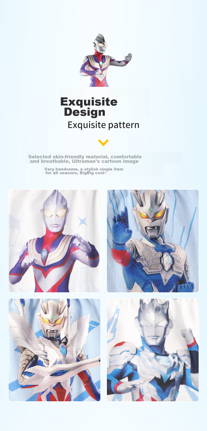 ULTRAMAN Children's Underwear, Boys' Cotton Boxer Briefs, Spring And Summer Shorts, AHM90007, Three-Pack, 130cm 3